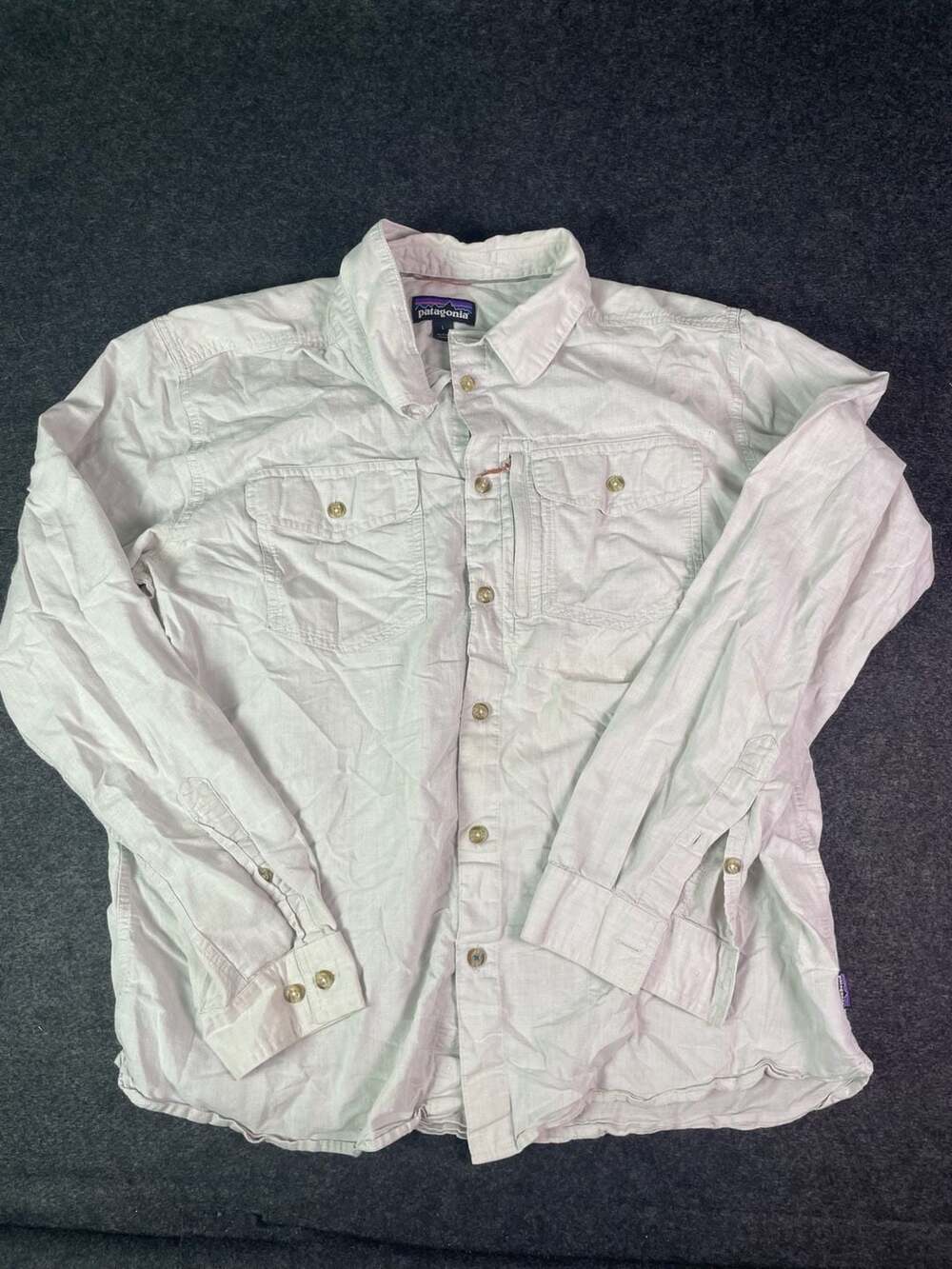 Patagonia Long Sleeve Button Down Shirt Size L Green Check